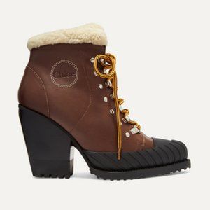 NWOT Chloe Rylee Shearling boots brown/black 37